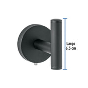 Gancho sencillo metálico acabado negro, FOSET TÚBIG