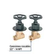 Juego llaves empotrar roscables, volante negro, TÚBIG