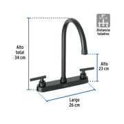 Mezcladora para fregadero,manerales palanca,negro mate TÚBIG