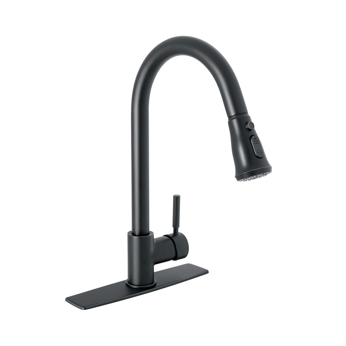 Monomando para fregadero, cuello extraible,negro mate, TÚBIG