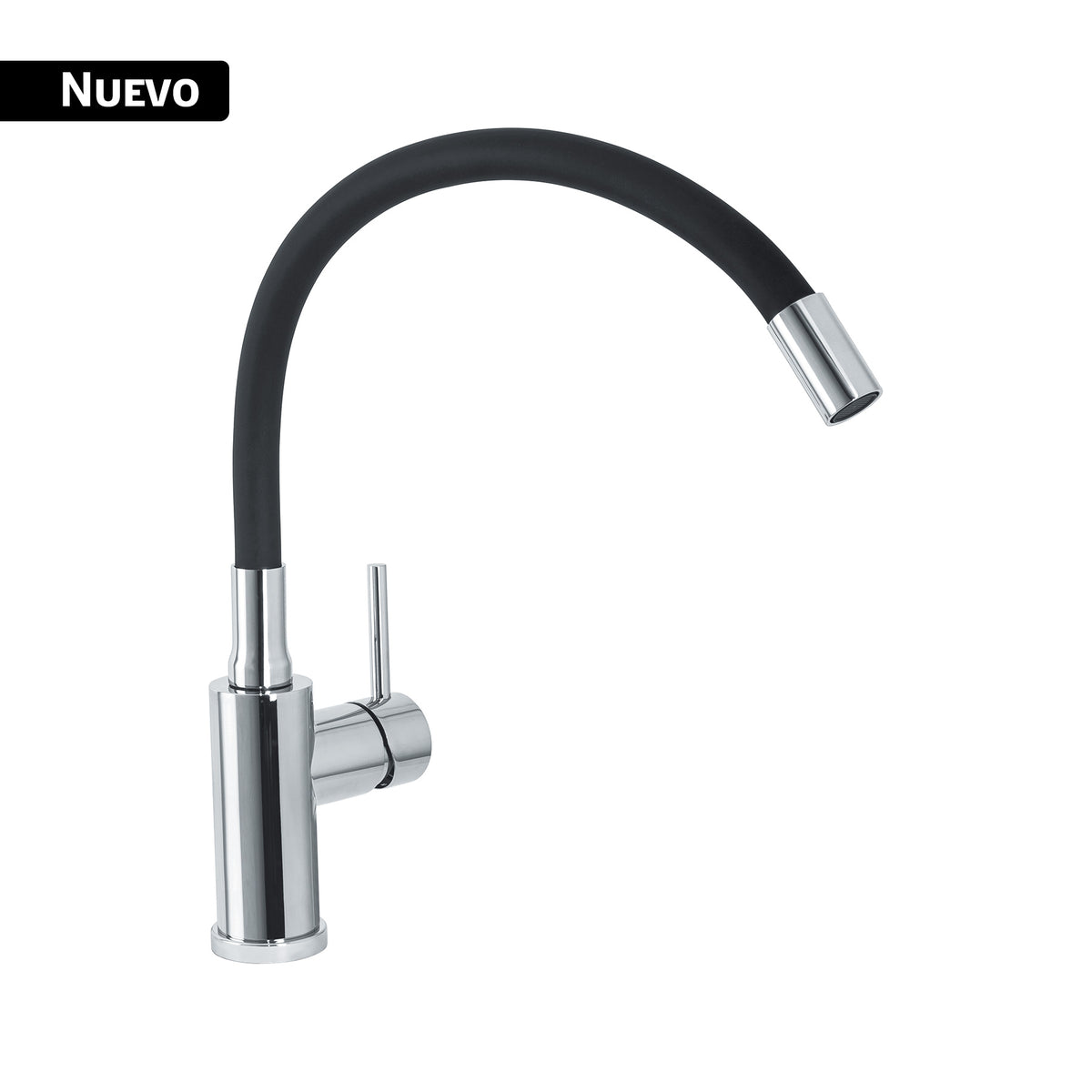 Monomando para fregadero cuello flexible negro, cromo, TUBIG