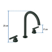 Mezcladora p/lavabo,taladros separados,palanca, negro, TÚBIG