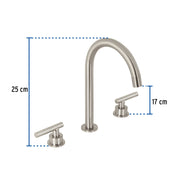 Mezcladora p/lavabo,taladros separados,palanca, satín, TÚBIG