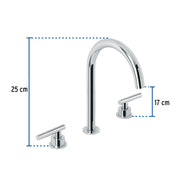 Mezcladora p/lavabo,taladros separados,palanca, cromo, TÚBIG