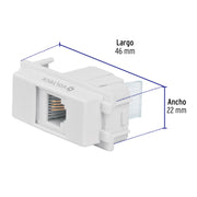 Toma de teléfono, línea Italiana, color blanco, VOLTECK