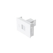 Toma de teléfono, 1.5 módulos, línea Española, color blanco