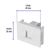 Toma de teléfono, 1.5 módulos, línea Española, color blanco