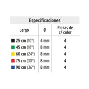 Juego de 20 tensores elásticos, PRETUL