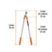 Tijera para ramas 74 cm, mangos de aluminio, TRUPER EXPERT