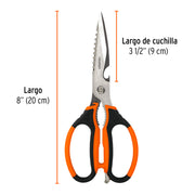 Tijera 8' multiusos, para cocina, acero inoxidable, TRUPER