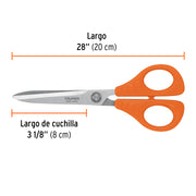 Tijera 8' para oficina, de acero inoxidable, TRUPER