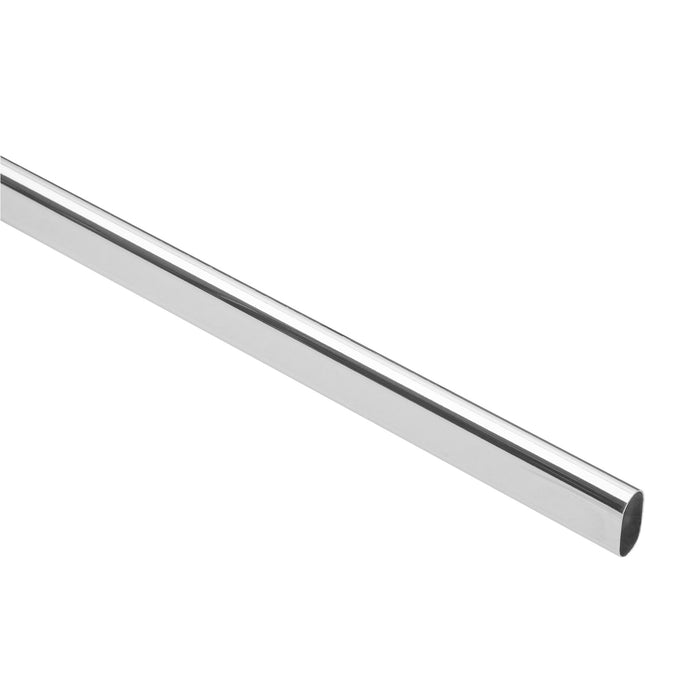 Tubo ovalado para clóset, 2.4 m, acero cromado, HERMEX