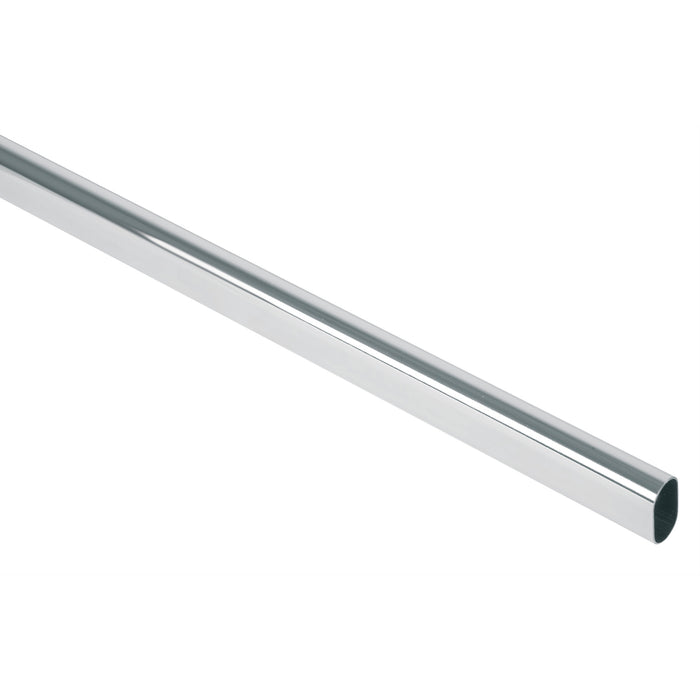 Tubo ovalado para clóset, 3.0 m, acero cromado, HERMEX