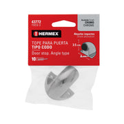 Tope tipo codo para puerta, acabado cromo, HERMEX