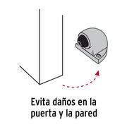Tope tipo codo para puerta, acabado cromo, HERMEX