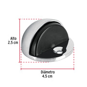 Tope tipo domo para puerta, acabado cromo, HERMEX