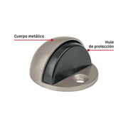 Tope tipo media luna para puerta, níquel satín, HERMEX