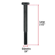 Bolsa con 50 tornillos 1/4' x 2-1/2' acero grado 5, FIERO