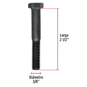 Bolsa con 50 tornillos 3/8' x 2-1/2' acero grado 5, FIERO