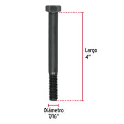 Bolsa con 20 tornillos 7/16' x 4' acero grado 5, FIERO