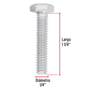 Bolsa con 100 tornillos 1/4' x 1-1/4' tipo máquina, FIERO