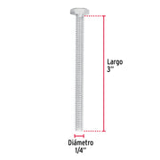 Bolsa con 50 tornillos 1/4' x 3' tipo máquina, FIERO