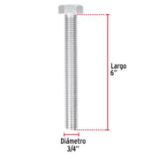 Bolsa con 4 tornillos 3/4' x 6' tipo máquina, FIERO