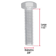 Bolsa con 70 tornillos 3/8' x 1-1/2' tipo máquina, FIERO