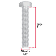 Bolsa con 60 tornillos 3/8' x 2' tipo máquina, FIERO