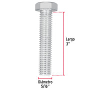 Bolsa con 60 tornillos 5/16' x 3' tipo máquina, FIERO