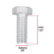 Bolsa con 10 tornillos 5/8' x 1-1/2' tipo máquina, FIERO