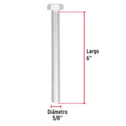 Bolsa con 4 tornillos 5/8' x 6' tipo máquina, FIERO