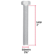 Bolsa con 30 tornillos 7/16' x 3' tipo máquina, FIERO