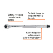 Torquímetro de trueno, dos lecturas, cuadro 3/8', TRUPER