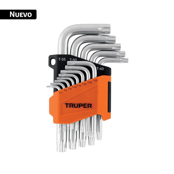 Juego de 13 llaves torx con organizador abatible, TRUPER