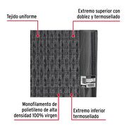 Rollo de malla sombra 80%, monofilamento negro, 1.85m x 50m