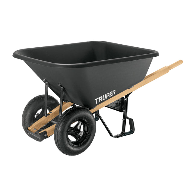 Carretilla c/plástica 8 ft3 Doble llanta neumática b/madera