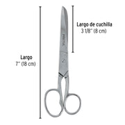 Tijera 7' para costura, ojo grande, acero inoxidable, PRETUL