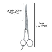 Tijera 7-1/2' estilista, con gancho, acero inoxidable,PRETUL
