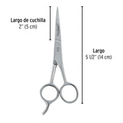 Tijera 5-1/2' estilista, con gancho, acero inoxidable,PRETUL
