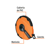 Cinta métrica larga 50m fibra de vidrio, carcasa plástica