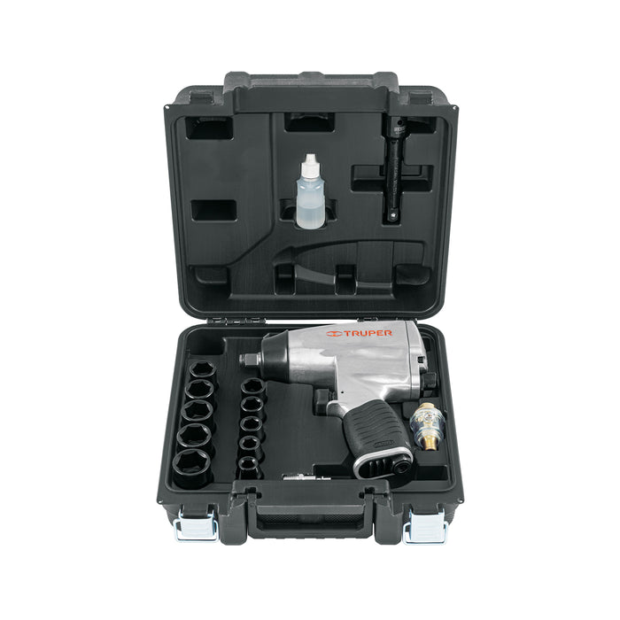 Kit de llave (pistola) de impacto 1/2', estuche plástico