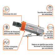 Kit de mini esmeriladora 1/4' con estuche plástico, TRUPER