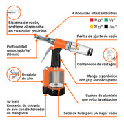 Remachadora neumática 3/16', TRUPER