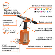 Remachadora neumática 1/4', TRUPER