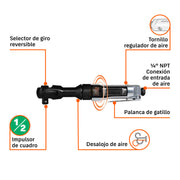 Matraca de impacto neumática 1/2', TRUPER