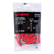 Kit de 20 taquetes 1/4' con pijas #8 y 1 broca 1/4', FIERO