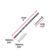 Kit de 20 taquetes 3/16' con pijas #6 y 1 broca 3/16', FIERO