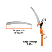 Cortador de ramas altas mango telescópico 2.4 m aluminio
