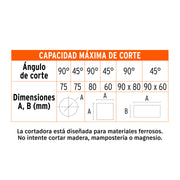 Tronzadora / cortadora de metales 14', 2200 W mango en 'D'